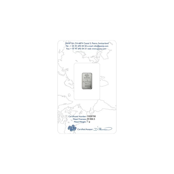 Sztabka platyny PAMP Fortuna, 1g back