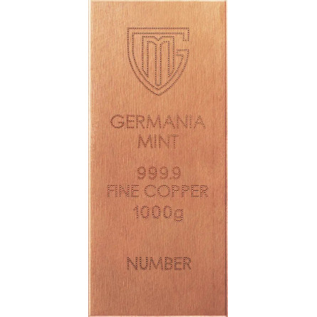 Sztabka Miedzi Germania Mint Raw Bar, 1kg FRONT