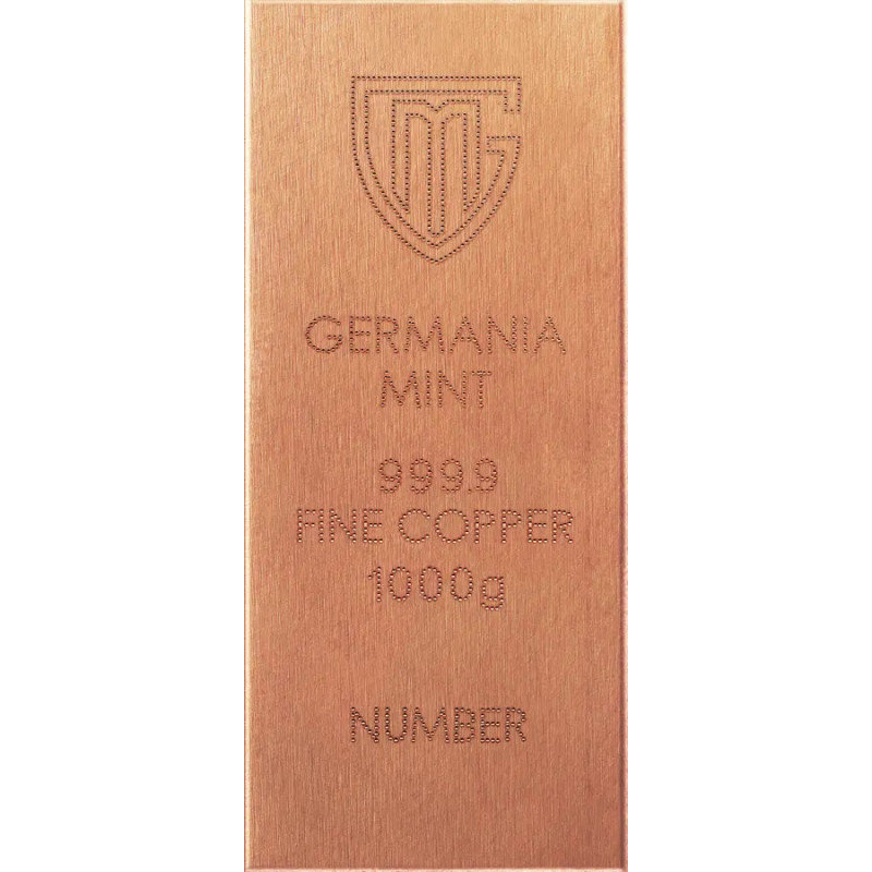 Мідний зливок Germania Mint Raw Bar, 1 кг, лицьова сторона Мідний зливок Germania Mint Raw Bar, 1 кг, лицьова сторона