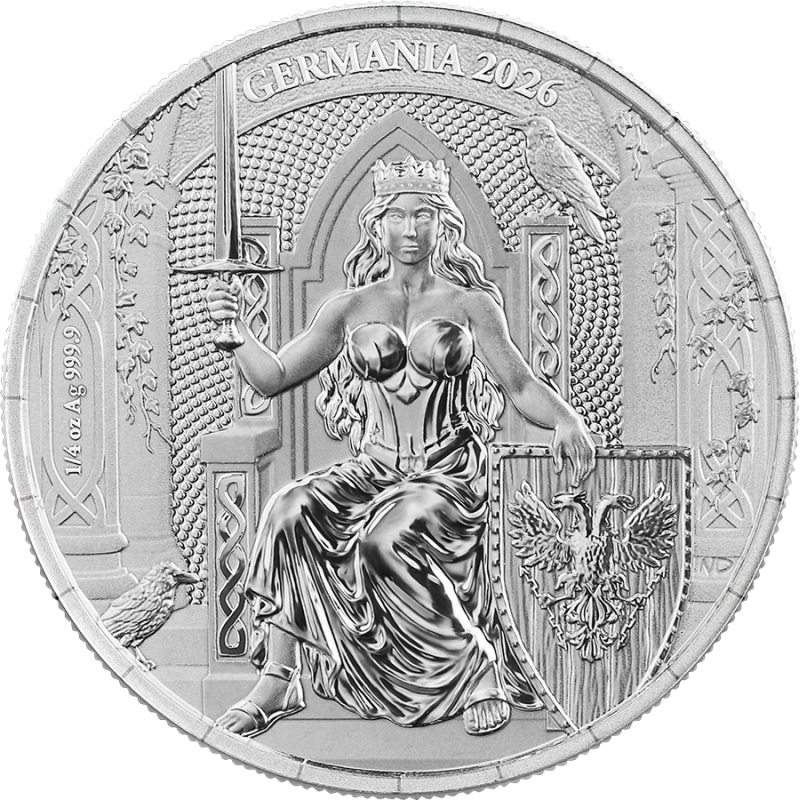 Srebrna Moneta Germania 2026, 1/4 uncji front Srebrna Moneta Germania 2026, 1/4 uncji front