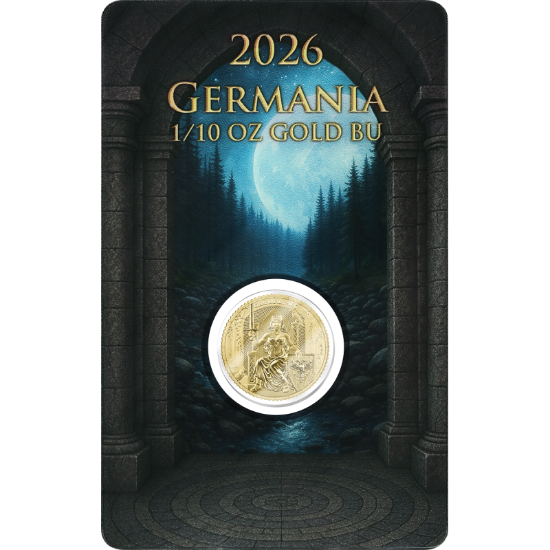 Złota Moneta Germania 2026, 1/10 uncji PACK FRONT Złota Moneta Germania 2026, 1/10 uncji PACK FRONT