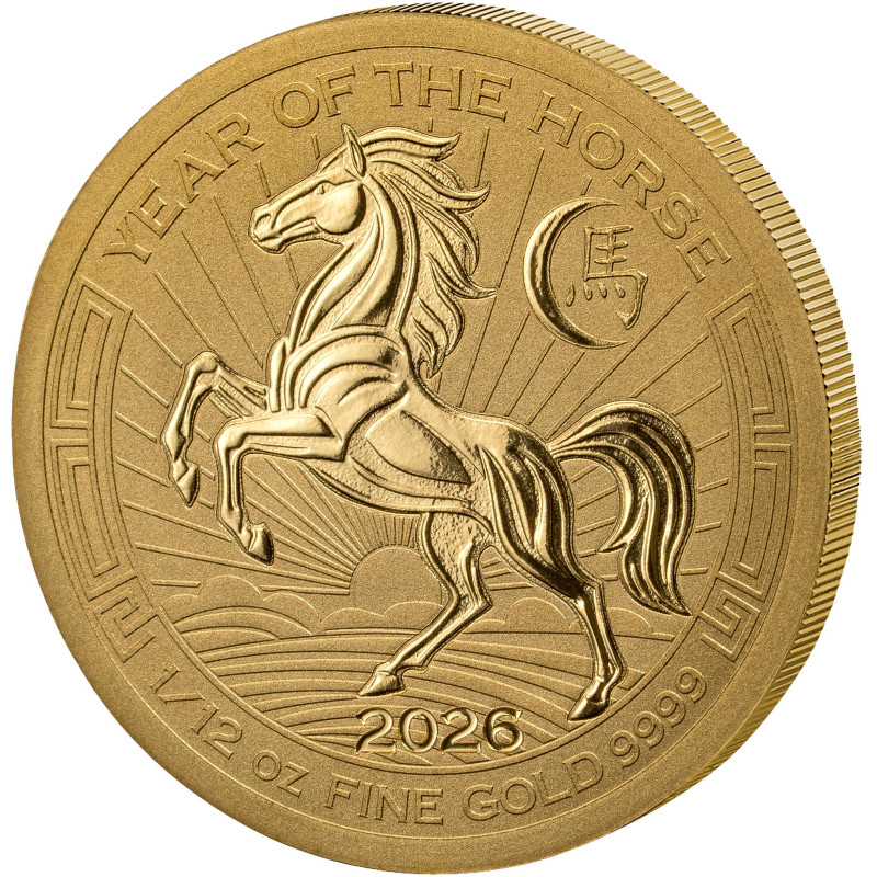 Złota Moneta Rwanda, Year of the Horse 2026, 1/12 uncji Front Złota Moneta Rwanda, Year of the Horse 2026, 1/12 uncji Front
