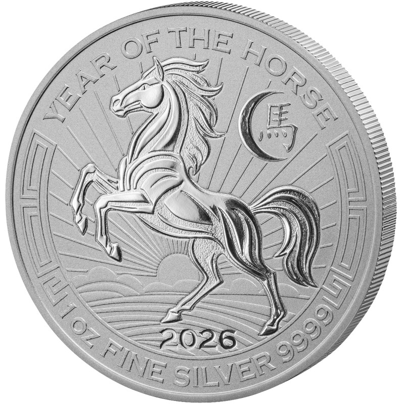 Srebrna Moneta Rwanda, Year of the Horse 2026, 1 uncja front Srebrna Moneta Rwanda, Year of the Horse 2026, 1 uncja front