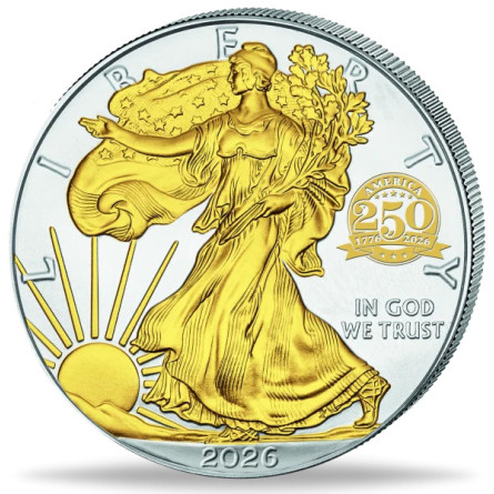 2026 American Eagle 250th Anniversary Gilded Silver Coin, 1 oz