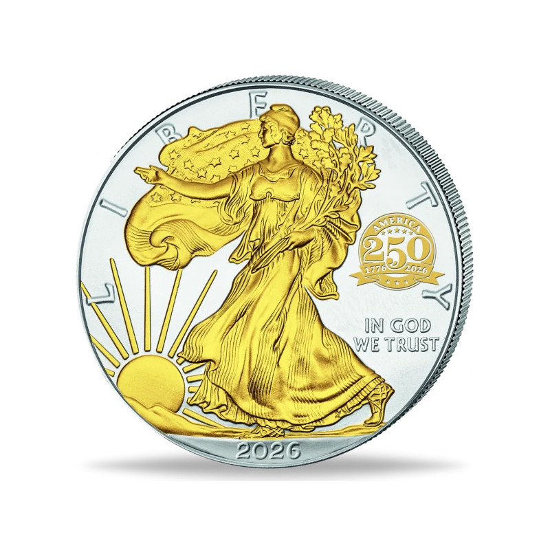 2026 American Eagle 250th Anniversary Gilded Silver Coin, 1 oz