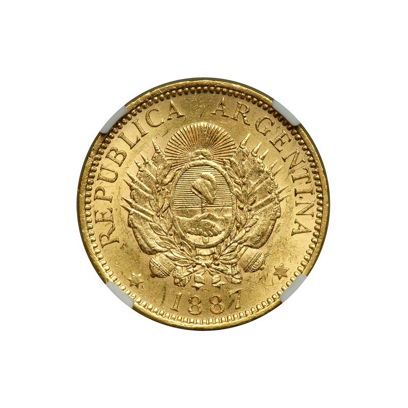 Złota Moneta 5 Peso Argentyńskie "argentino"  1881-1896 back