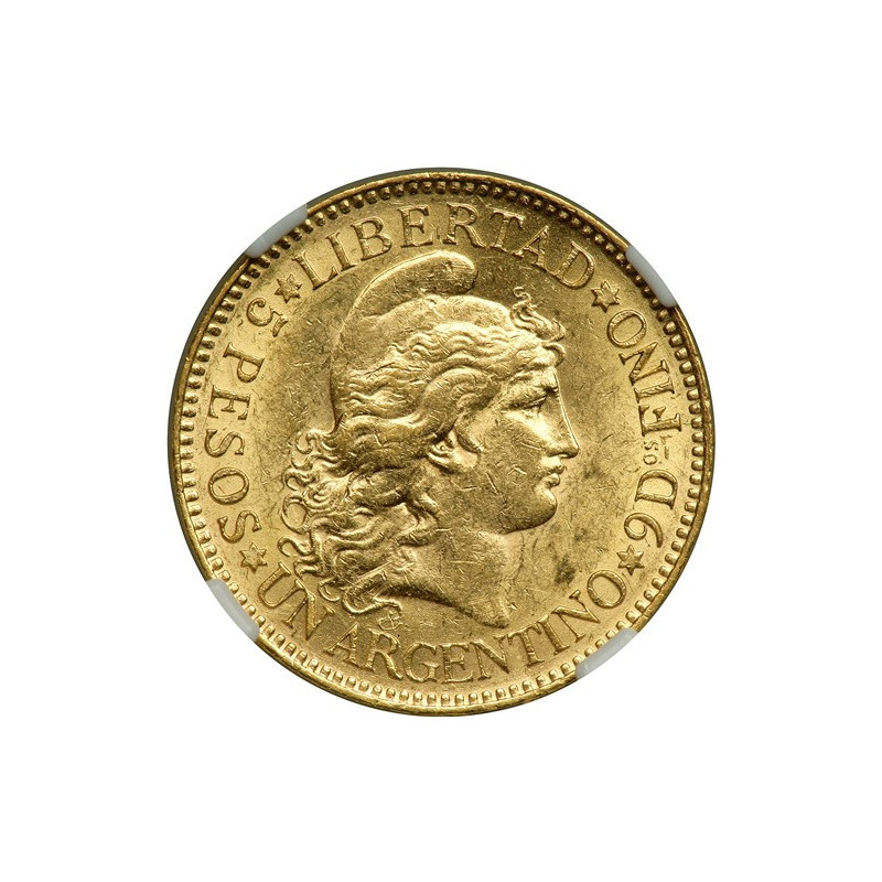 Złota Moneta 5 Peso Argentyńskie "argentino"  1881-1896 front