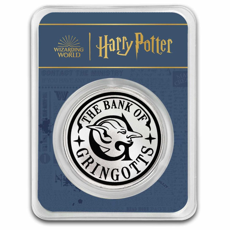Srebrny Medal Harry Potter - Bank Gringotów, 1 uncja front Srebrny Medal Harry Potter - Bank Gringotów, 1 uncja front