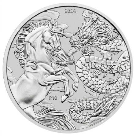 Silbermünze „Chinese Myths: Dragon and Horse“ 2026 BU, 1 Unze
