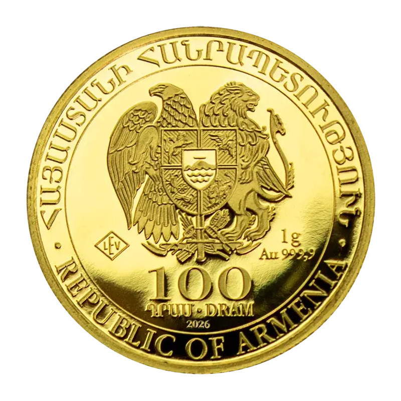Złota Moneta Arka Noego 2026, 1 gram - awers