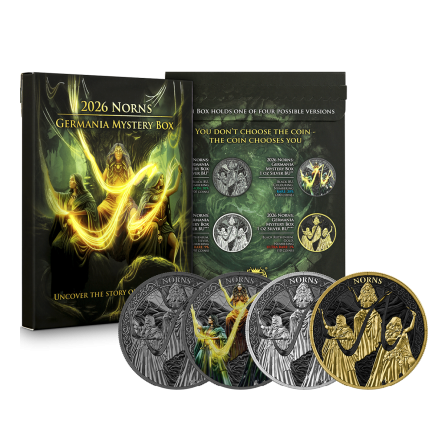 Silbermünzenset von Germania Mint: Norns Mystery BOX 2026, 1 Unze – 1