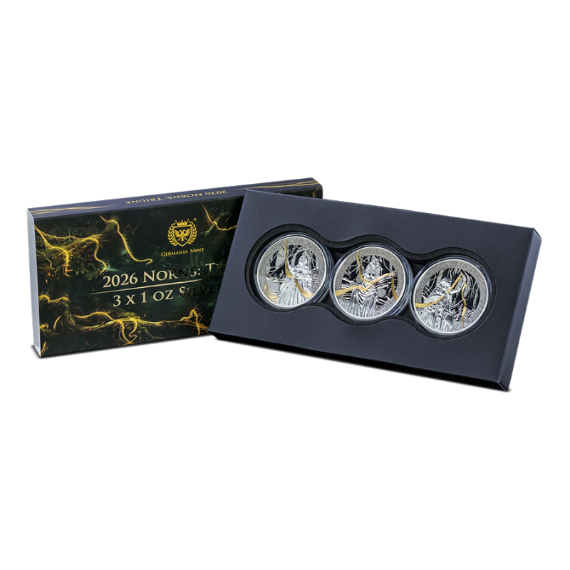 Germania Mint Silver Coin Set: Norns Triune 2026, 3 x 1 ounce - box Germania Mint Silver Coin Set: Norns Triune 2026, 3 x 1 ounce - box