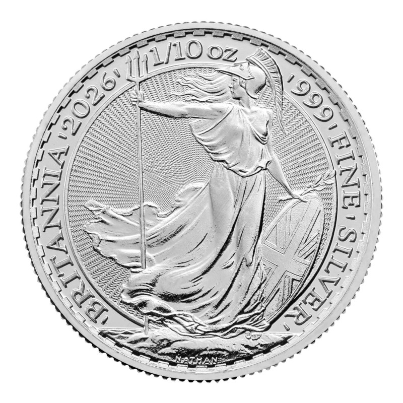 Srebrna Moneta Britannia 2026, 1/10 uncji FRONT