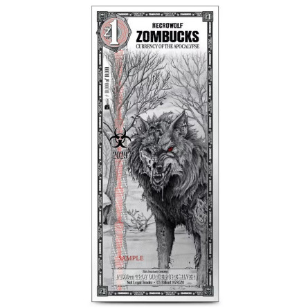 Silberne Banknote „Zombiebucks World: Necrowolf“  1/1000 Unze