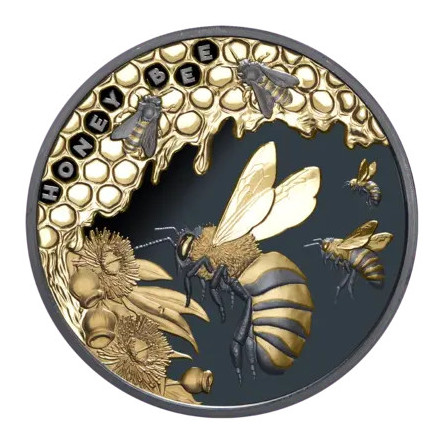 Срібна монета «Honey Bee Gilded» 2025 року, 1 унція, аверс