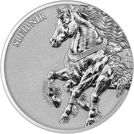 Zestaw 2x srebrnych Moneta Germania Beasts: Sleipnir 2026 w kapslu ósemkowym, 2x1 uncja - rewers