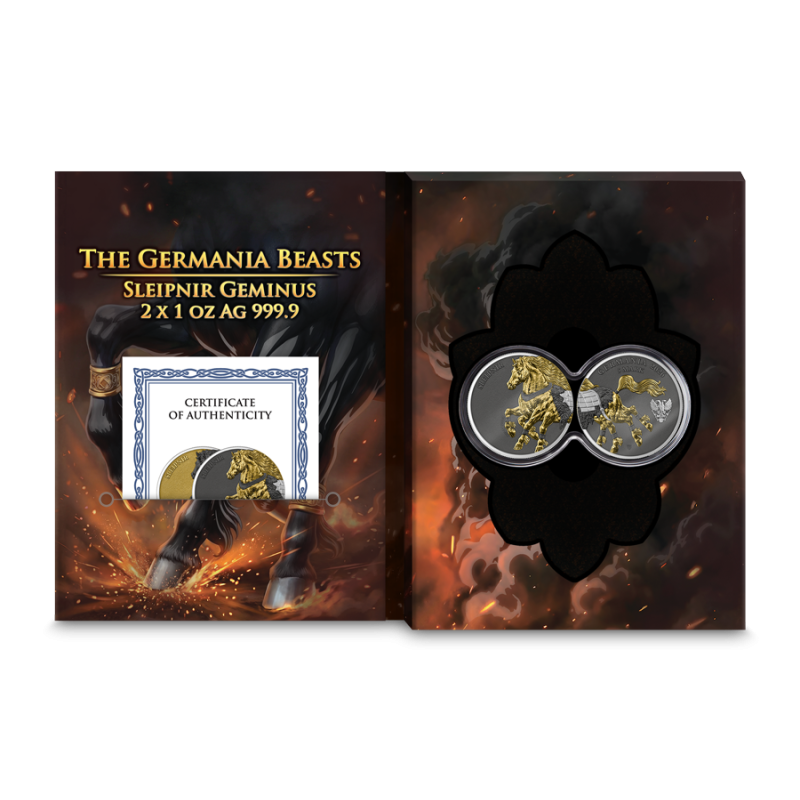 Srebrna Moneta Germania Beasts: Sleipnir 2026 Geminus, 2x 1 uncja - box 2