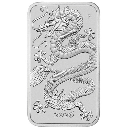 Rectangular Dragon 2026 Coin Bar, 1 ounce - reverse side