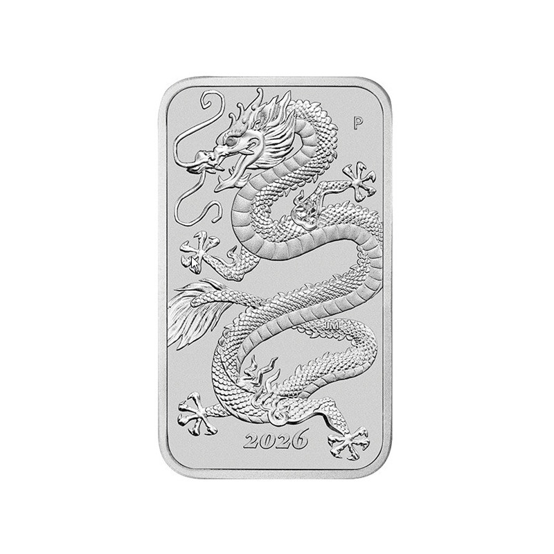 Sztabko-Münze „Rectangular Dragon 2026“, 1 Unze – Rückseite