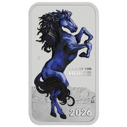 Srebrna Sztabka Lunar Year of the Horse Color 2026, 1 uncja Front