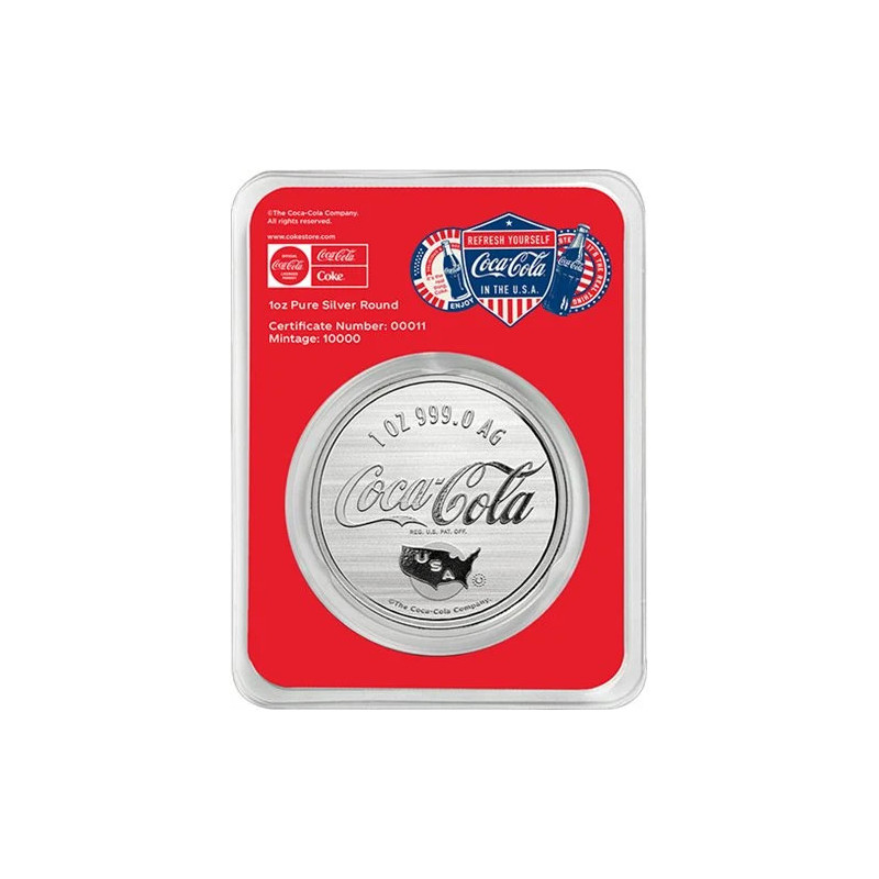 Coca-Cola 140th Anniversary Silver Medal, 1 ounce, reverse side