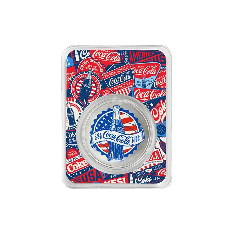 Coca-Cola 140th Anniversary Silver Medal, 1 ounce, obverse