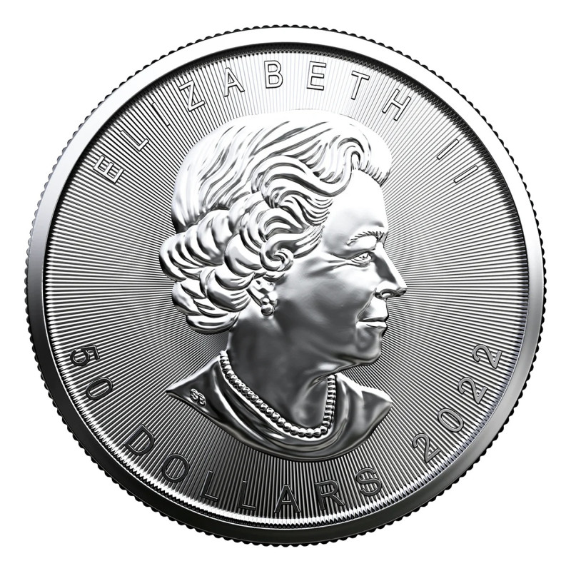 Platinmünze „Ahornblatt“ 2022, 1 Unze – Vorderseite Platinmünze „Ahornblatt“ 2022, 1 Unze – Vorderseite