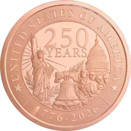 Kupfermedaille zum 250. Jahrestag der USA, 5 Unzen