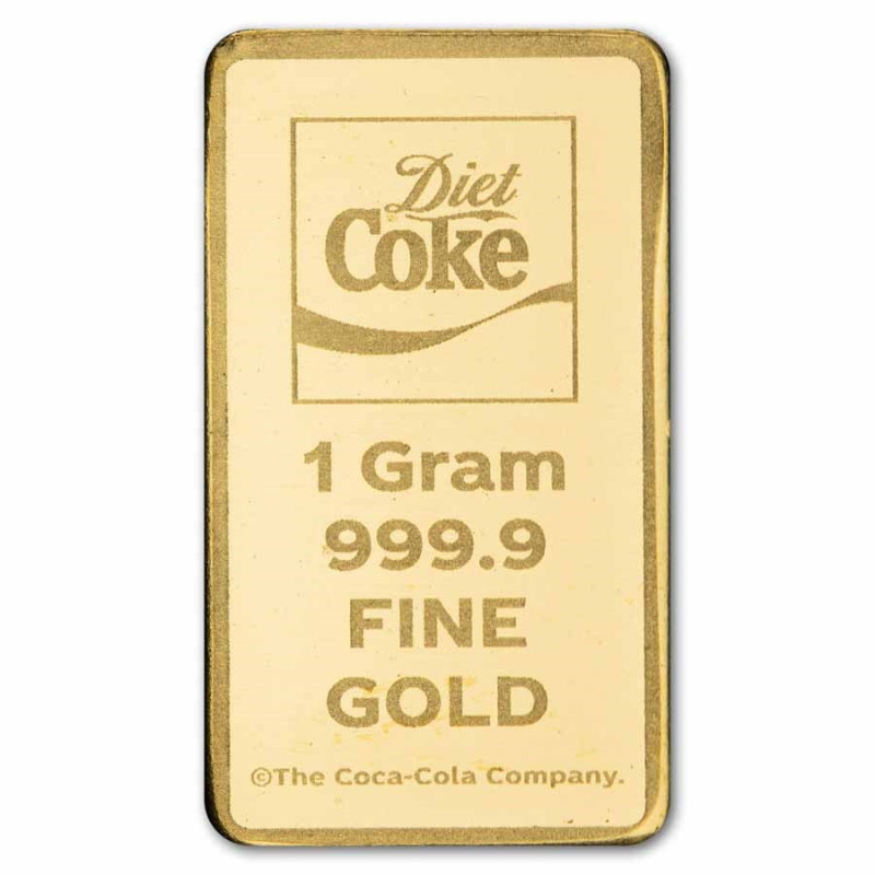 Золотий злиток Coca-Cola Light, 1 грам — злиток № 2 Золотий злиток Coca-Cola Light, 1 грам — злиток № 2