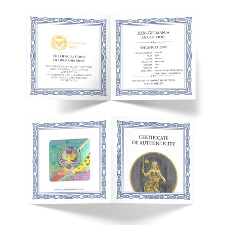 Germania 20246 ANA Edition Silver Coin, 1 ounce - certified Germania 20246 ANA Edition Silver Coin, 1 ounce - certified