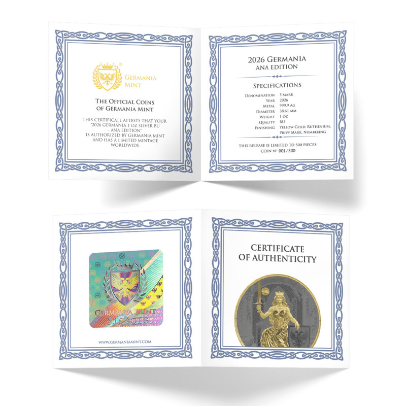 Germania 20246 ANA Edition Silver Coin, 1 ounce - certified Germania 20246 ANA Edition Silver Coin, 1 ounce - certified