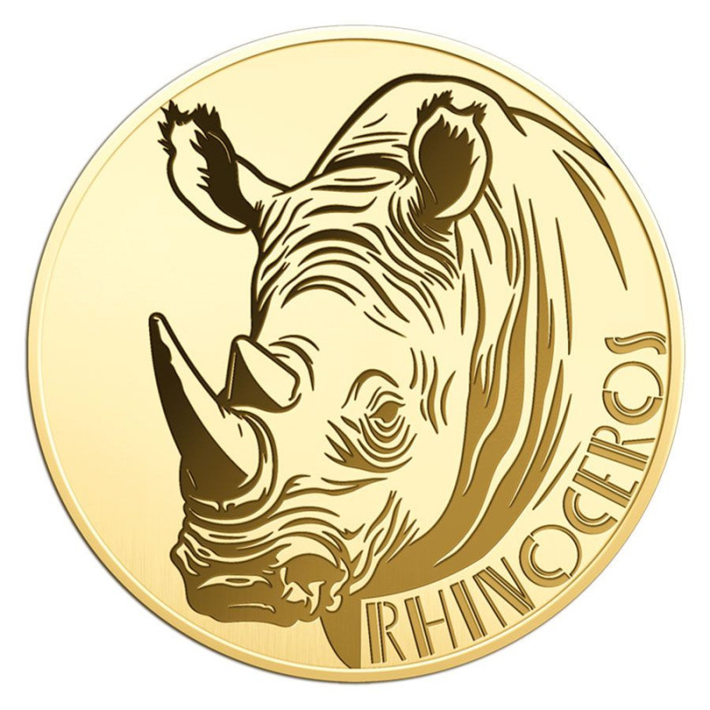 Złota moneta w karcie - African Rhinoceros, 1/1000 uncji