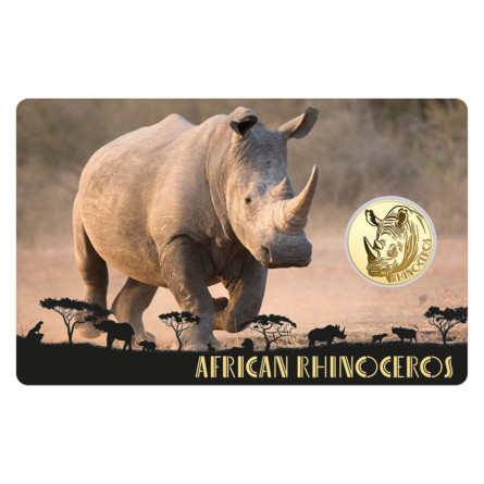 Złota moneta African Rihnoceros 1/1000 uncji karta back