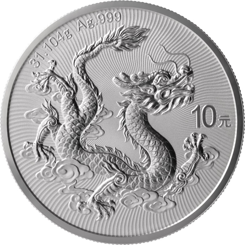 Srebrna Moneta China Dragon Gold Dragon Karta 2026, 1 uncja Srebrna Moneta China Dragon Gold Dragon Karta 2026, 1 uncja
