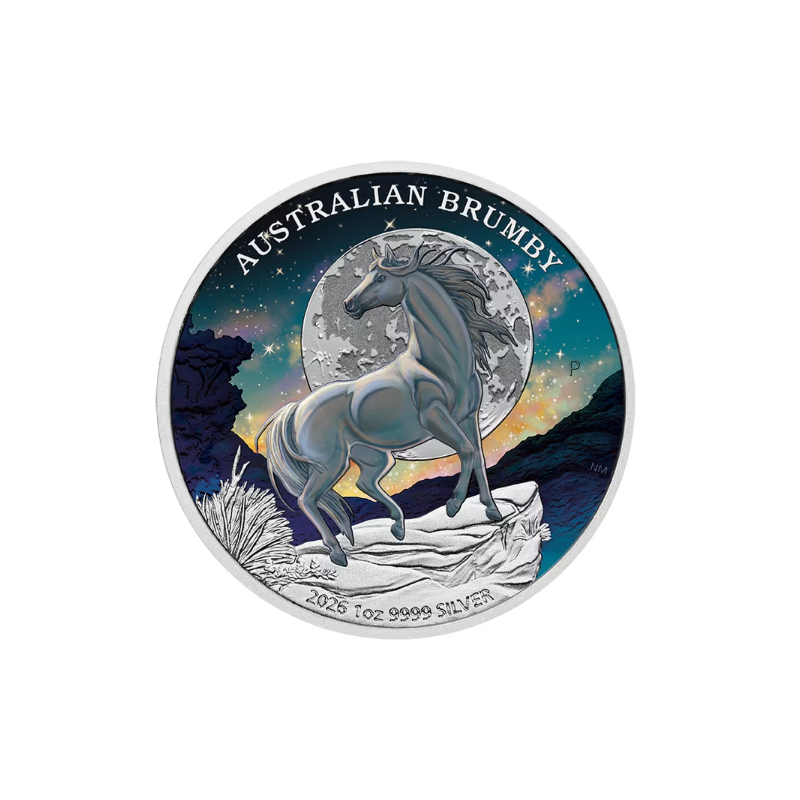 Silbermünze „Australian Brumby 2026 Color“, 1 Unze – Rückseite
