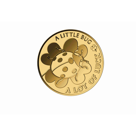 Goldmünze in der Karte – „A Little Bug“, 1/1000 Unze – Vorderseite der Karte