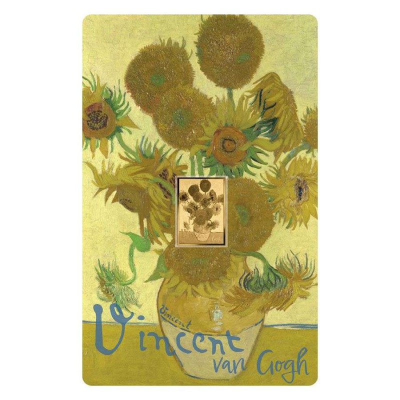 Złota Moneta w Karcie - Vincent van Gogh The Sunflower, 1/1000 uncji - card front