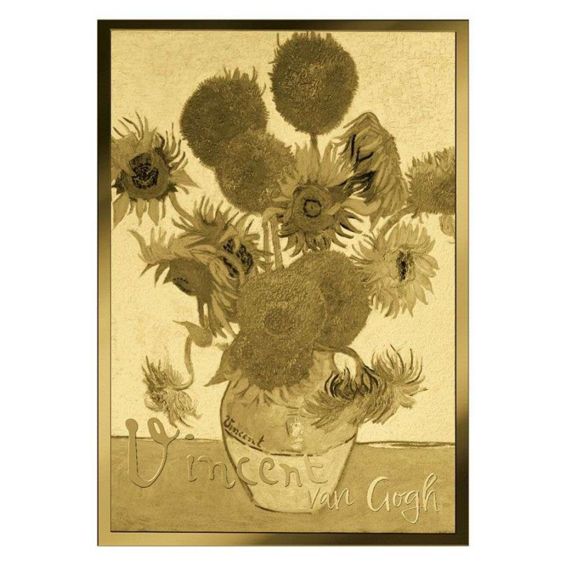 Złota Moneta w Karcie - Vincent van Gogh The Sunflower, 1/1000 uncji - bar front
