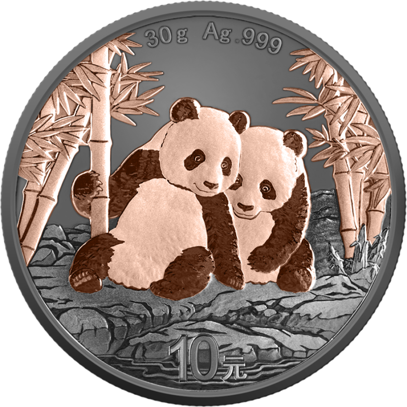 Chinesische Silbermünze „Panda“ 2026 Black & Pink, 30 Gramm – Rückseite Chinesische Silbermünze „Panda“ 2026 Black & Pink, 30 Gramm – Rückseite