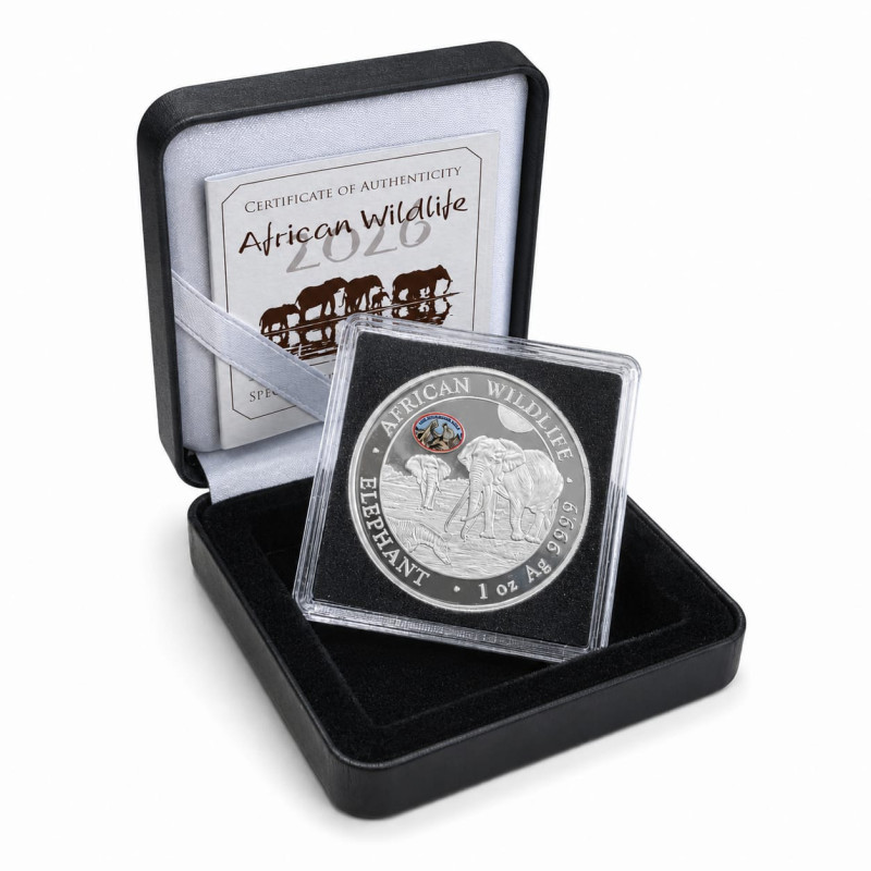 2026 ANA Edition Somali Elephant Silver Coin, 1 ounce - box 2026 ANA Edition Somali Elephant Silver Coin, 1 ounce - box