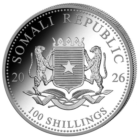 Srebrna Moneta Słoń Somalijski 2026 ANA Edition, 1 uncja - coin back