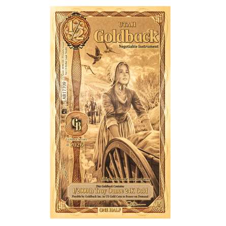 1/2 Utah Goldback Gold Note ALPHA, 1/2000 ounce