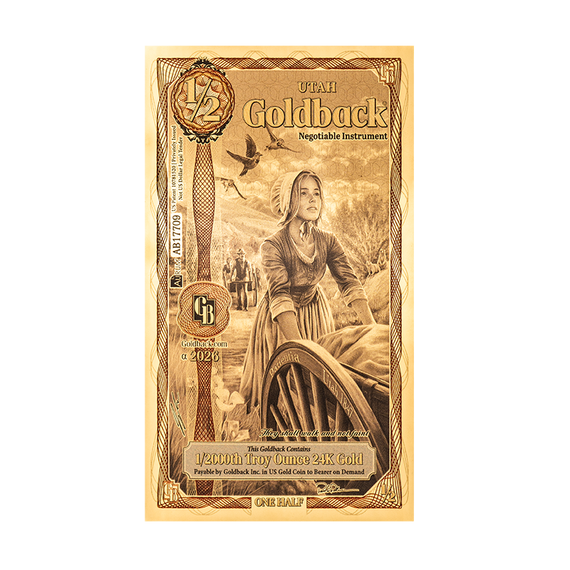 Goldbanknote 1/2 Utah Goldback Gold Note ALPHA, 1/2000 Unzen Goldbanknote 1/2 Utah Goldback Gold Note ALPHA, 1/2000 Unzen