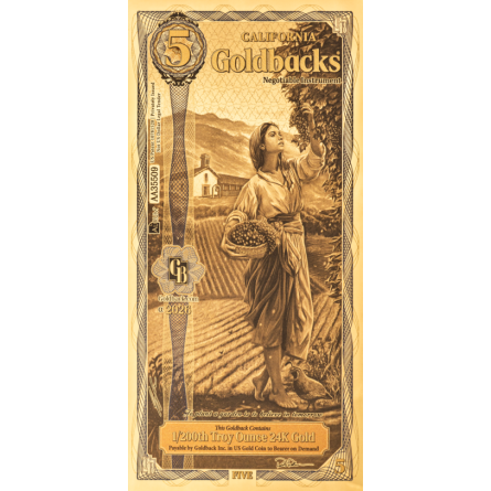 5-California-Gold-Note LER, 1/200 Unzen – Vorderseite