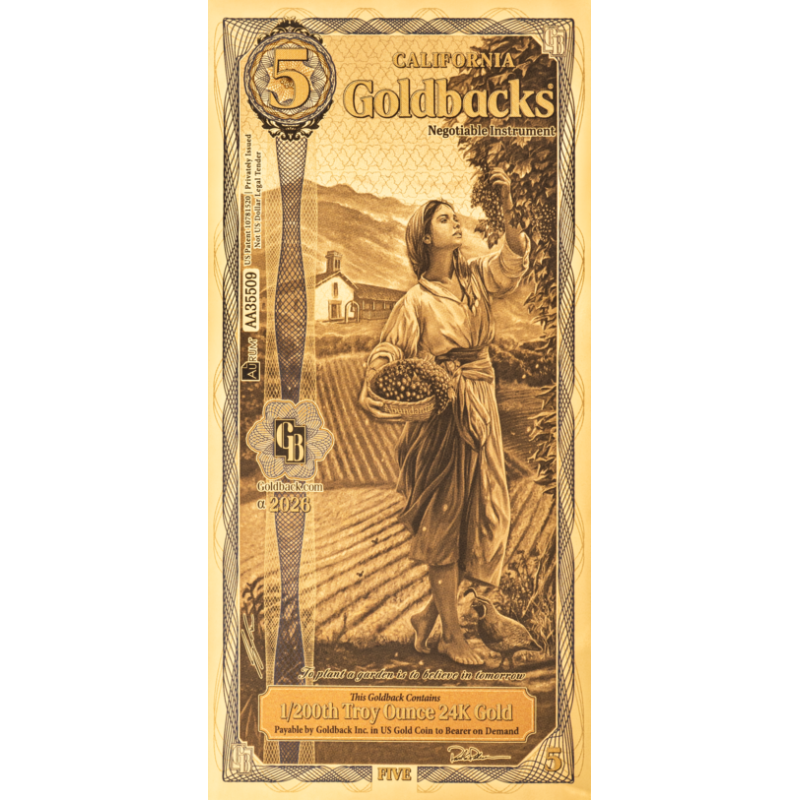 5-California-Gold-Note LER, 1/200 Unzen – Vorderseite
