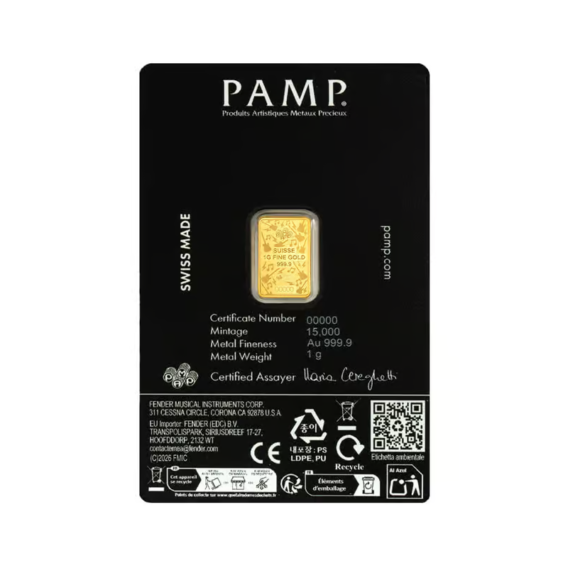 Złota Sztabka PAMP Fender 80th Anniversary - back Złota Sztabka PAMP Fender 80th Anniversary - back