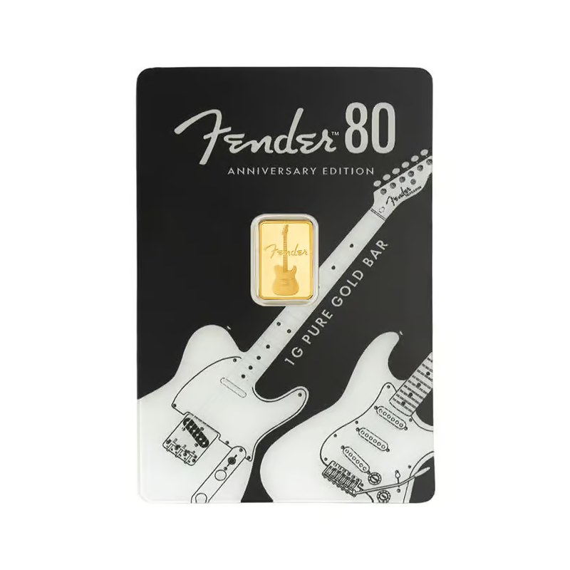 PAMP Fender 80th Anniversary Goldbarren – Vorderseite
