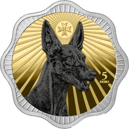 Silbermünze von Germania Mint: Maltesischer Pharaonenhund 2026, 1 Unze – Vorderseite