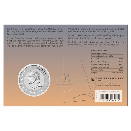 Srebrna Moneta Australijski Kangur Sundowner Edition 2026, 1 uncja - front 2 Srebrna Moneta Australijski Kangur Sundowner Edition 2026, 1 uncja - front 2