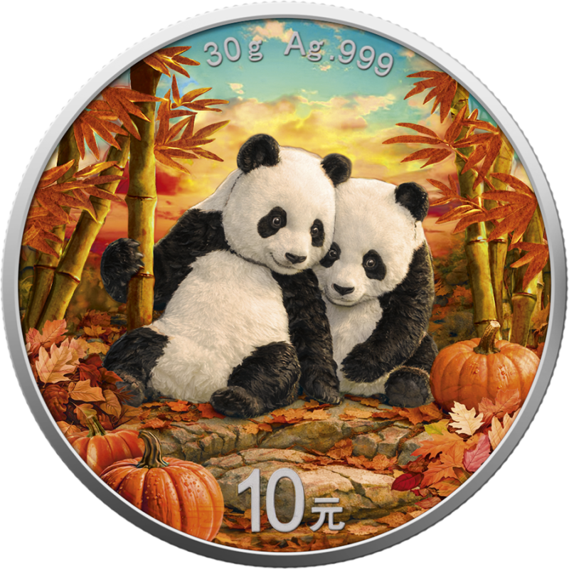 Chinese Silver Panda "Four Seasons: Autumn" Coin, 2026, 30 grams